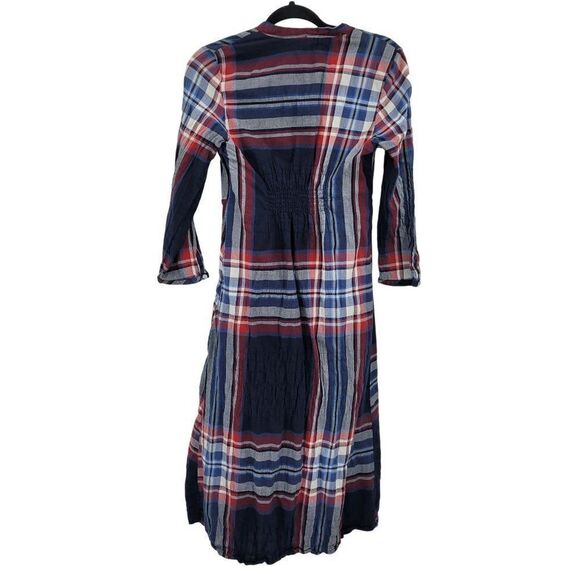Anthropology Isabella Sinclair Dress Tartan Plaid Handkerchief Midi Blue XS - Picture 9 of 13
